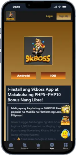 9kboss download page with the Android button